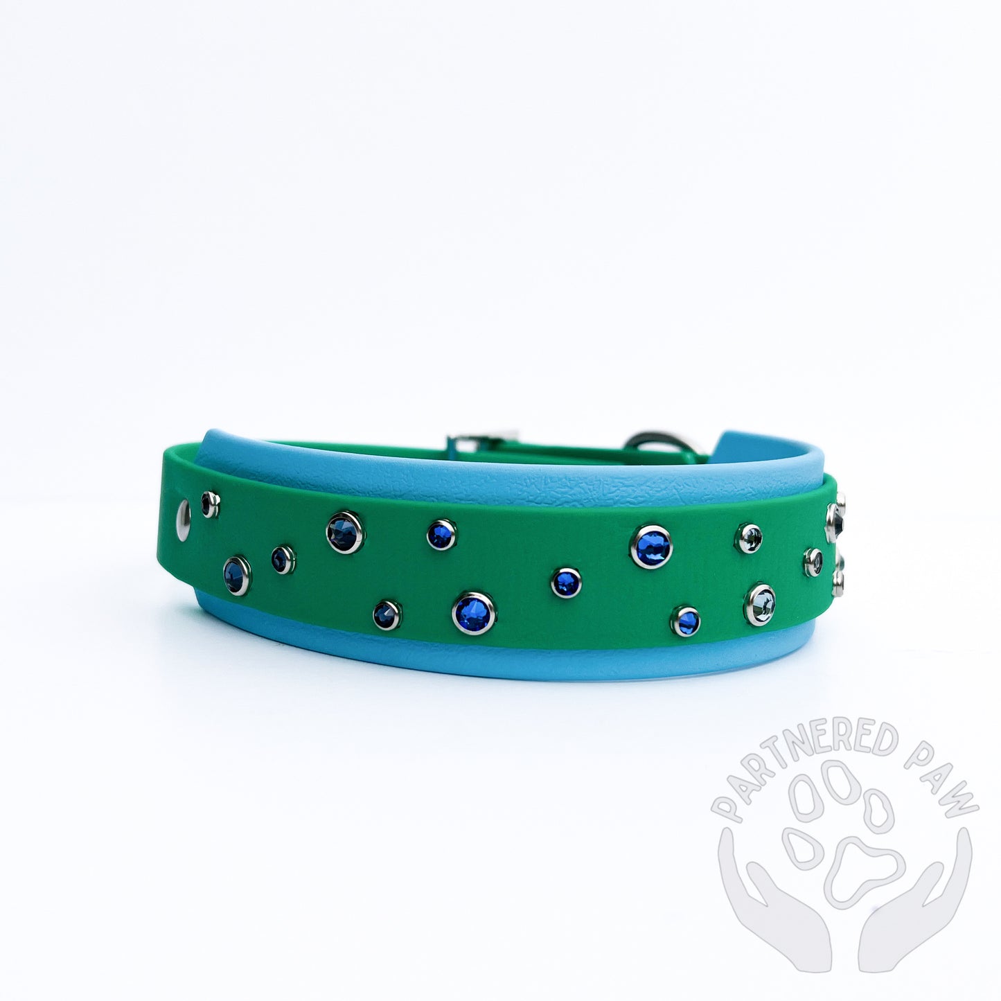 Emerald/Sky Blue Biothane Collar Ready to Ship