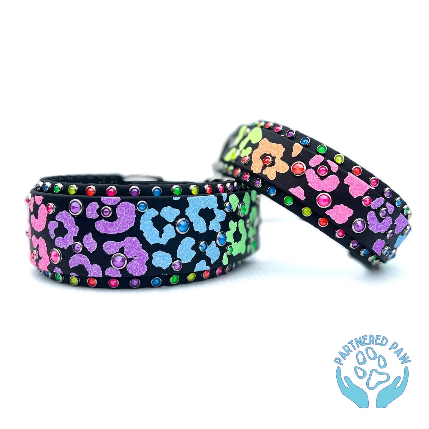 Neon Electric Leopard Wide Dog Collar