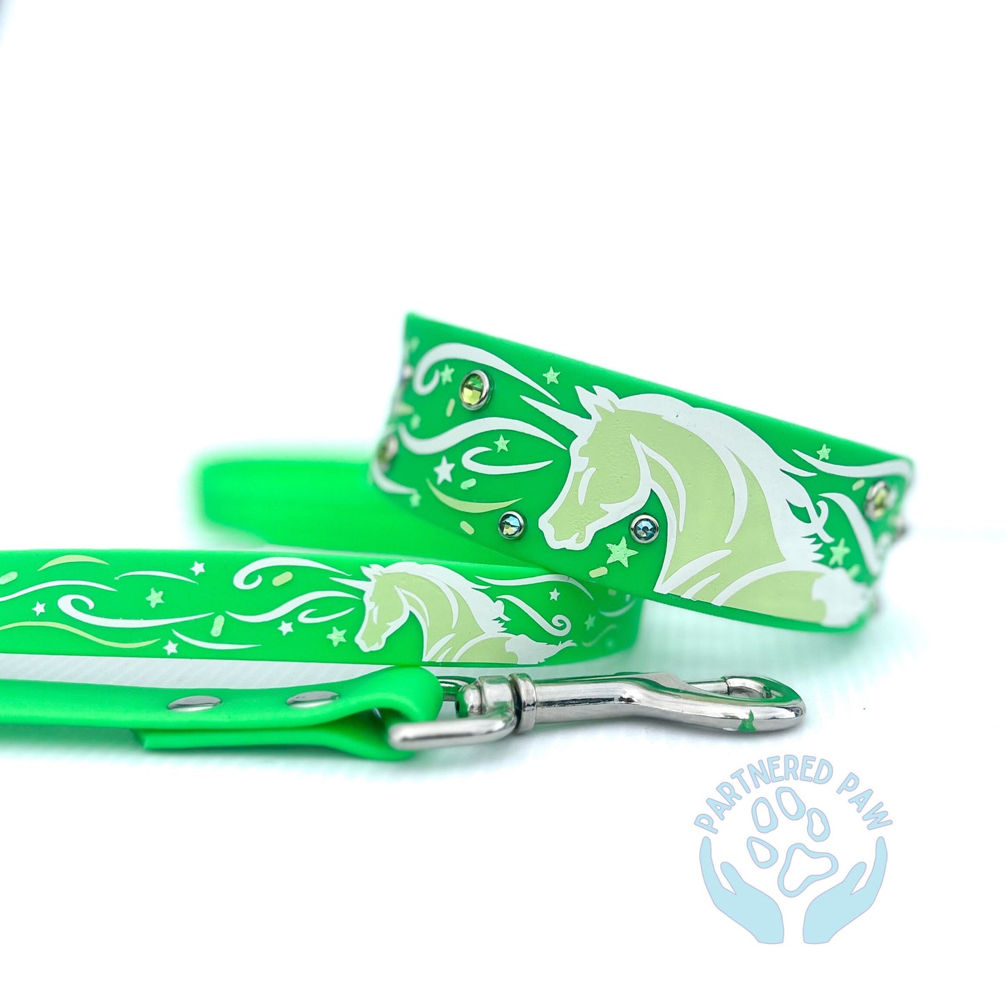 Glow Unicorn Wide Biothane Dog Collar