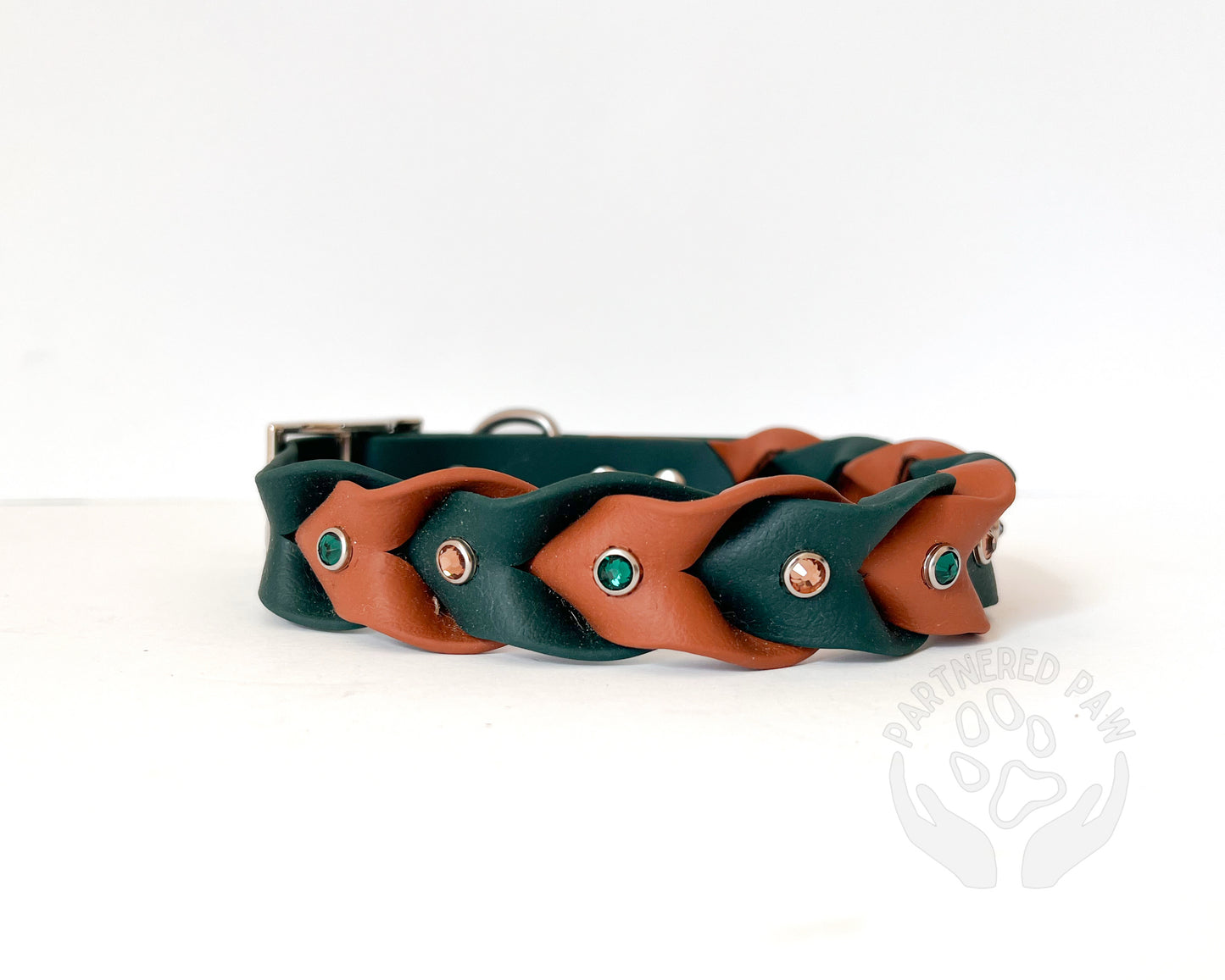 15.5-18.5" Braided with Crystal Biothane Collar Ready to Ship