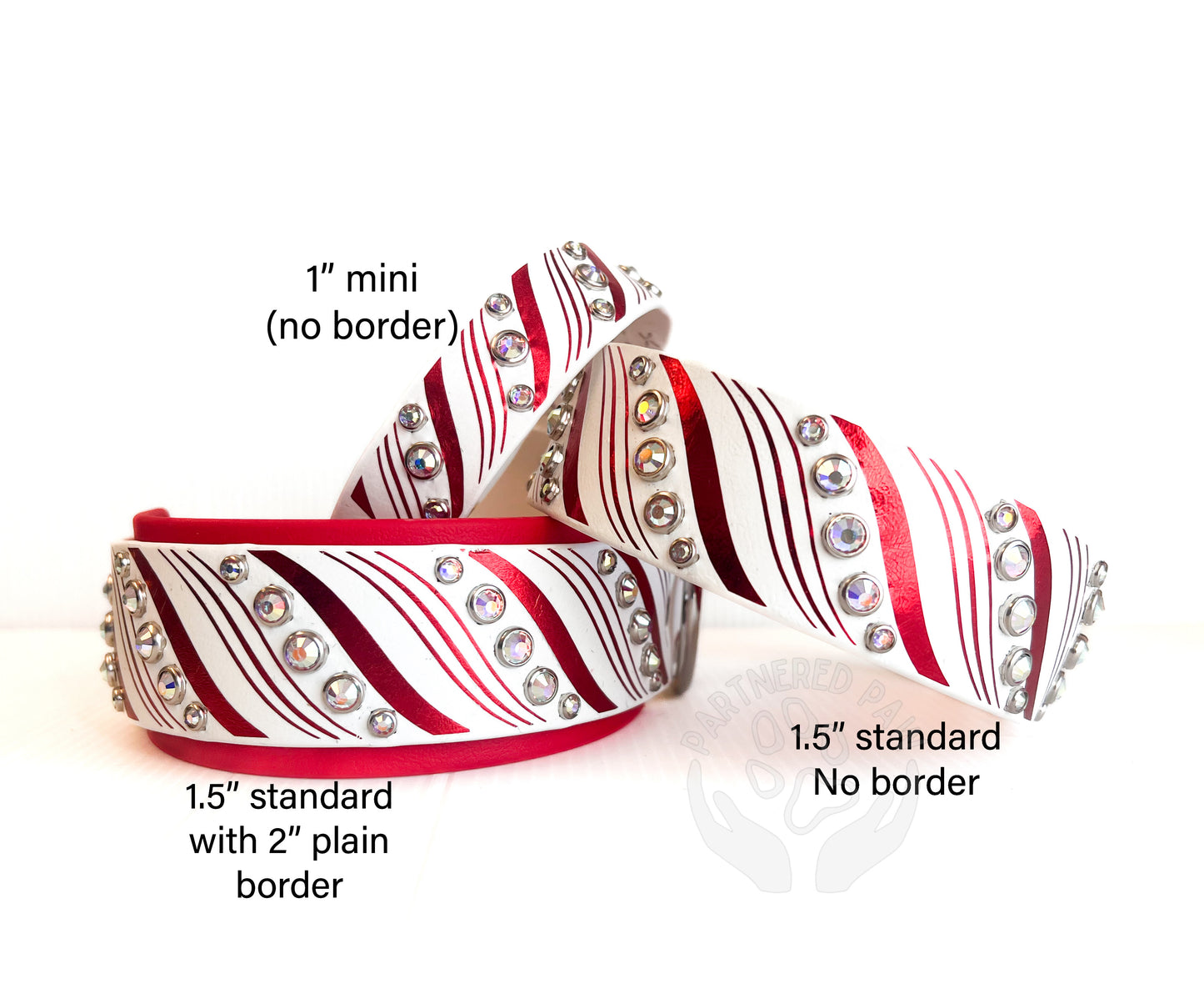 Candy Cane 1.5" Wide Biothane Dog Collar