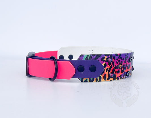 15-18" UV Printed Leopard Biothane Collar Ready to Ship