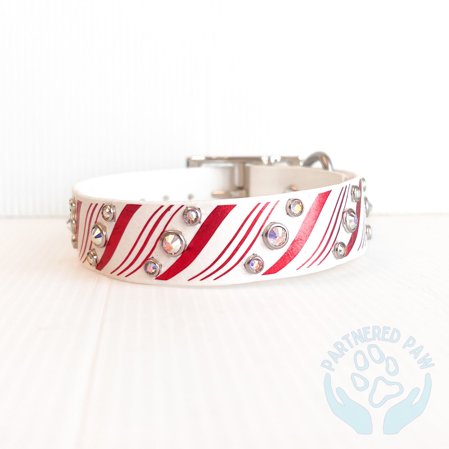 Mini Candy Cane 1” Wide Biothane Dog Collar