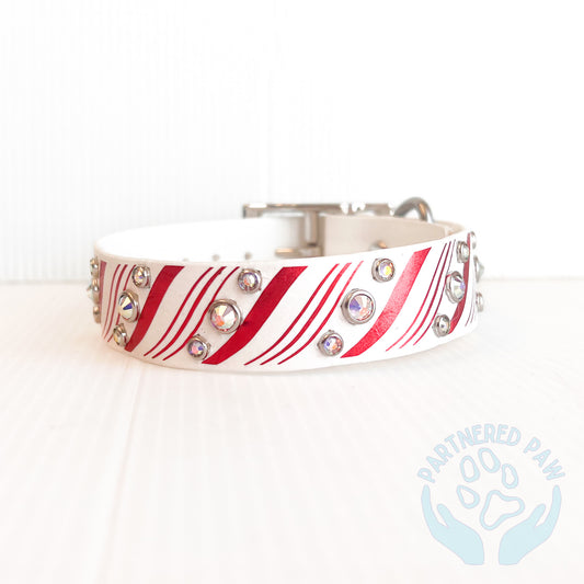 Mini Candy Cane 1” Wide Biothane Dog Collar