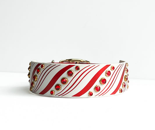 15”-17” Candy Cane Biothane Collar Ready to Ship