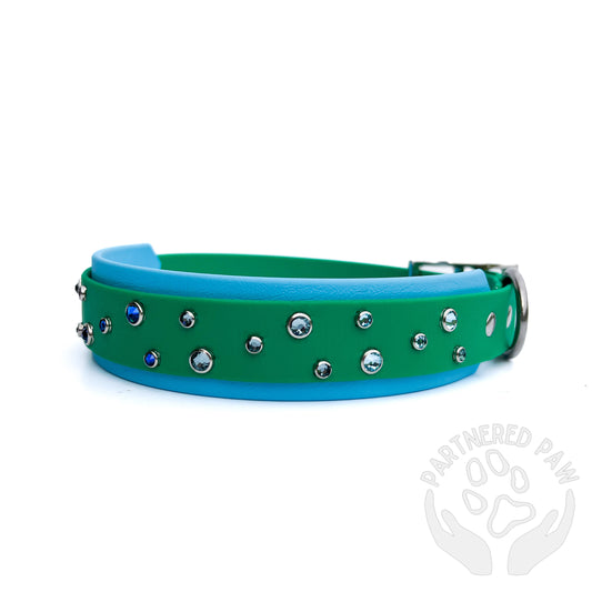 Emerald/Sky Blue Biothane Collar Ready to Ship