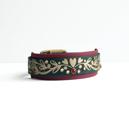 11”-14” Mistletoe Biothane Collar Ready to Ship