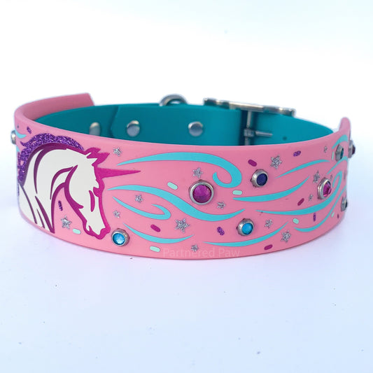 Unicorn Crystal 1.5" Dog Collar