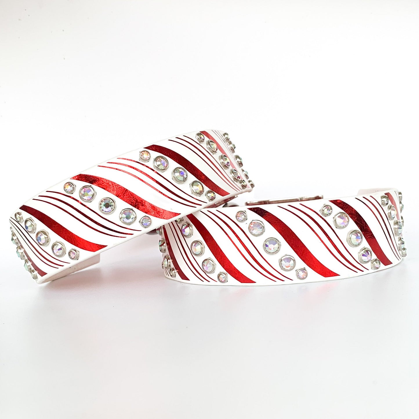 Candy Cane 1.5" Wide Biothane Dog Collar