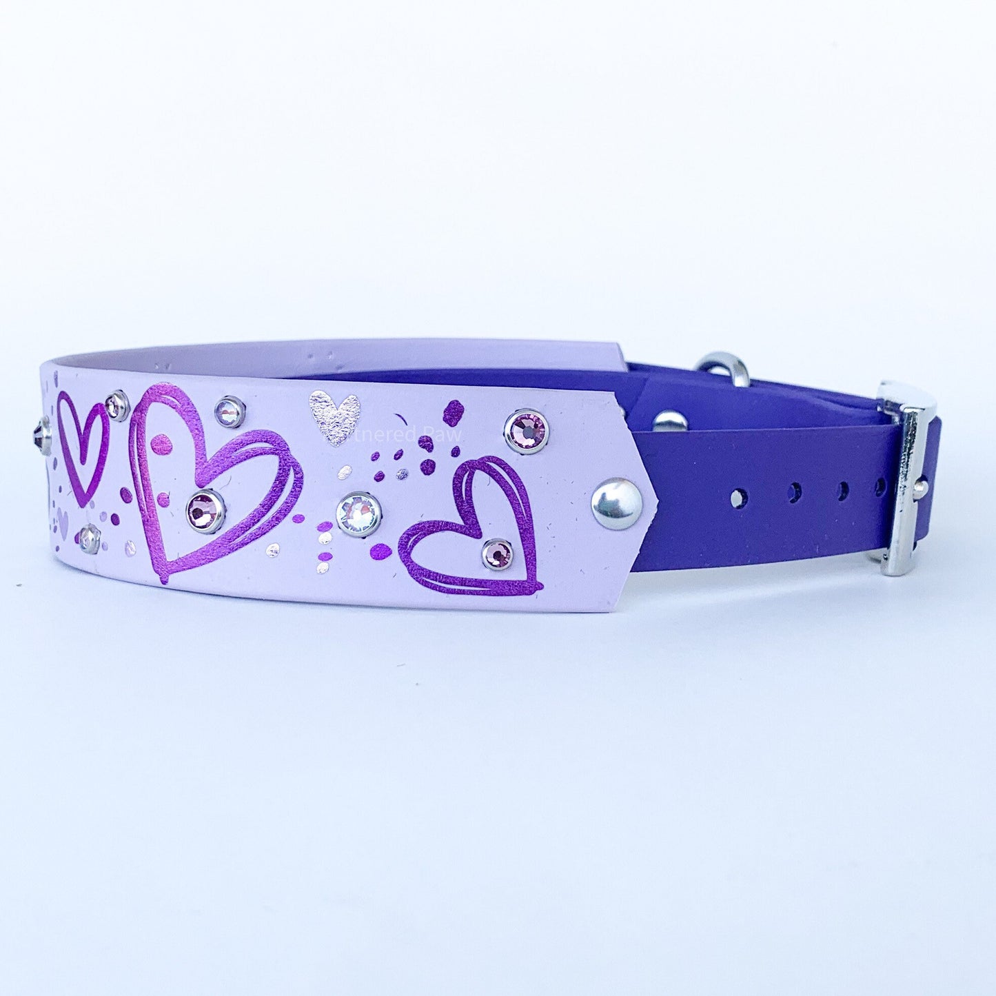 Sketch Hearts 1.5" Wide Biothane Dog Collar