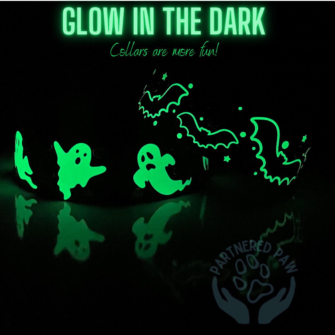 Spooky Ghost (Glow in the Dark) 1.5" Wide Dog Collar