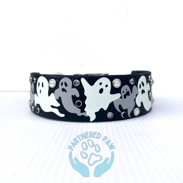 Spooky Ghost (Glow in the Dark) 1.5" Wide Dog Collar